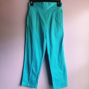 PINUP GIRL CLOTHING TEAL CAPRIS